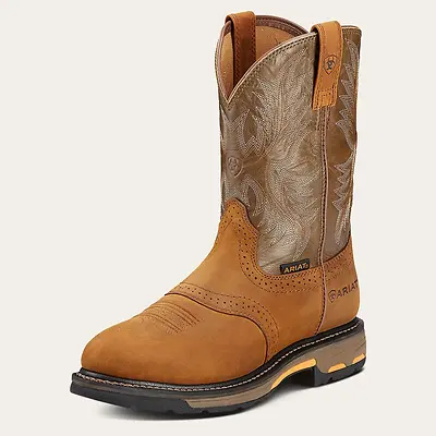 ARIAT WORKHOG PULL-ON WORK BOOT, AGED BARK COLOR, 14/WIDE