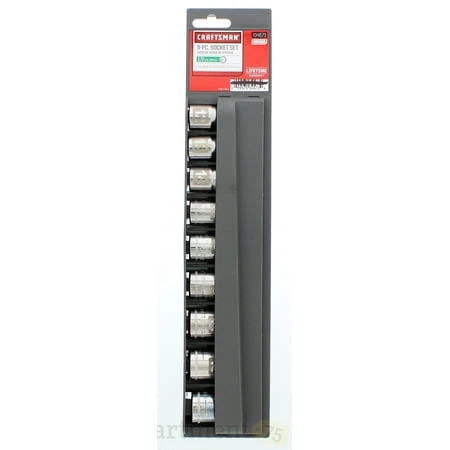 Craftsman 9-piece 1/2 Inch Drive 12 Point Socket Set With Easy Read Chrome Finish