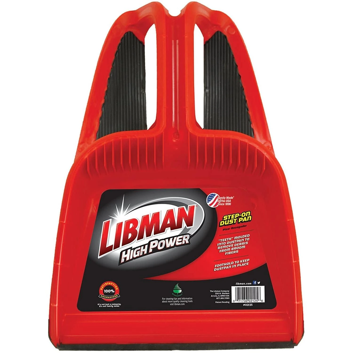Libman 2125 Large Capacity Step-on Dust Pan, 17-3/4 In L, 12 In W, Black/red
