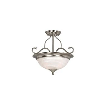Hardware House Saturn 2-light Semi Flush Ceiling Light Fixture, Satin Nickel Finish