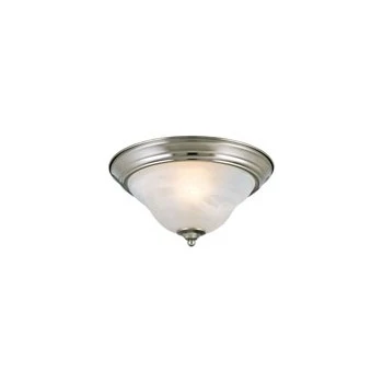 Hardware House Bristol 2-light Ceiling Fixture 13-inch Brushed Nickel With White Alabaster Glass