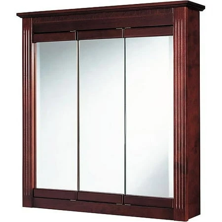 30" Cherry Medicine Cabinet With Mirror And Storage