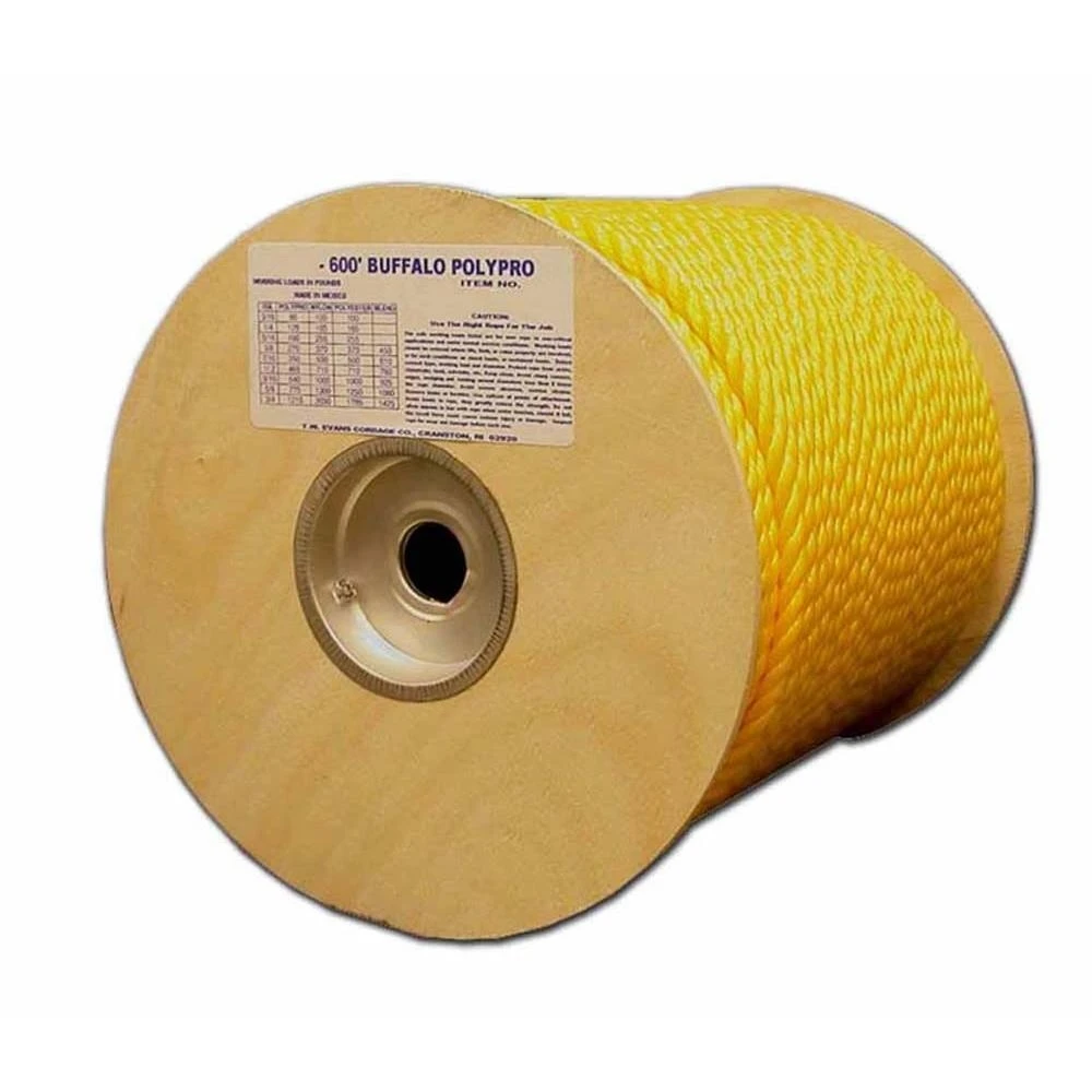 1/4 In. X 600 Ft. Buffalo Twisted Polypro Rope - Yellow