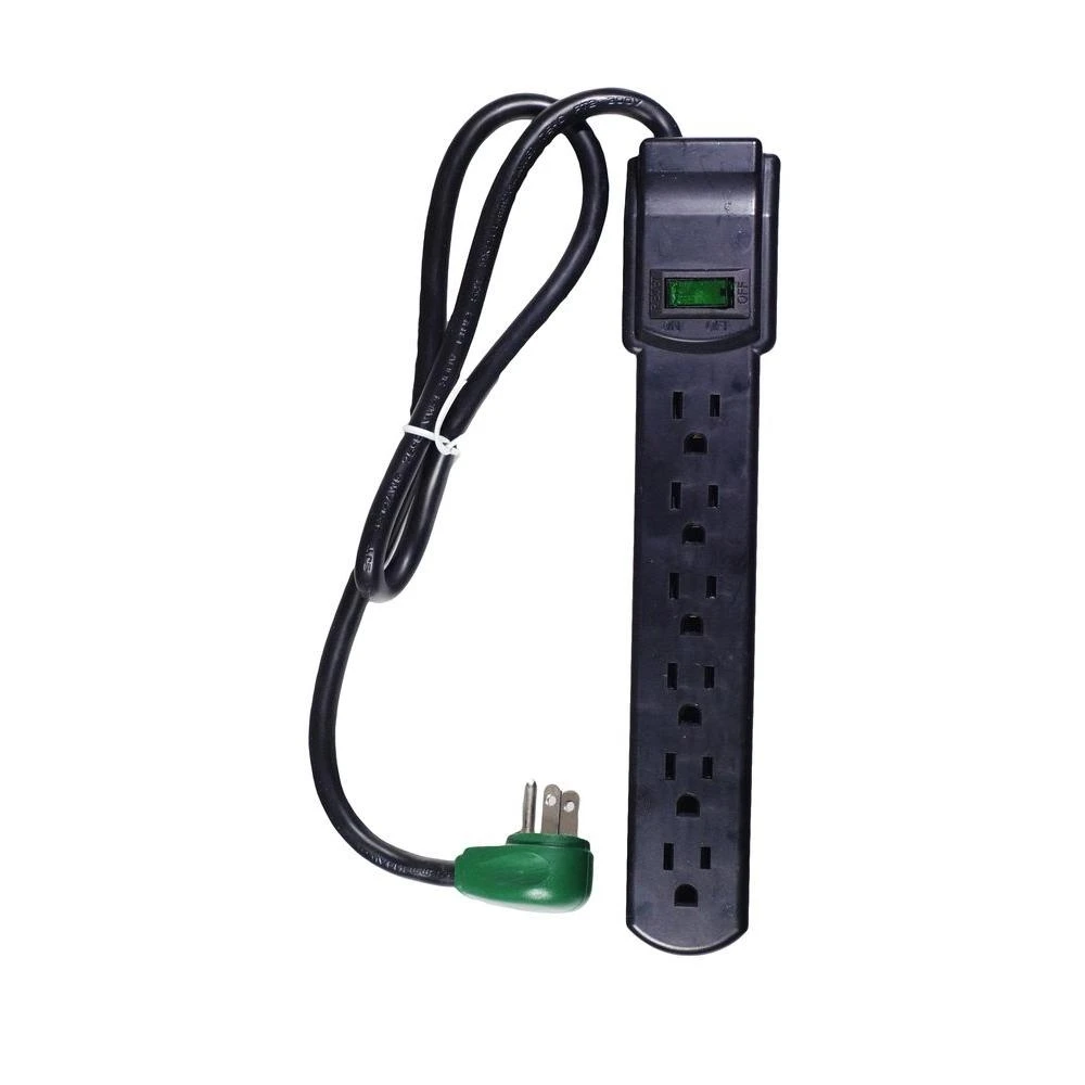 6 Outlet Surge Protector With 3 Ft Heavy Duty Cord - Model Gg-16103msbk - Black