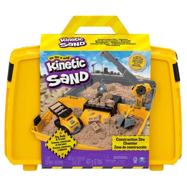 Kinetic Sand Construction Site Folding Sandbox Playset With Vehicle And 2lbs Sand