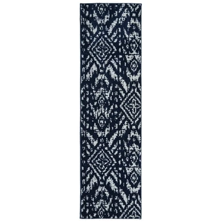 Garland Rug Denali Runner Rug, Navy/silver, 2' X 7'
