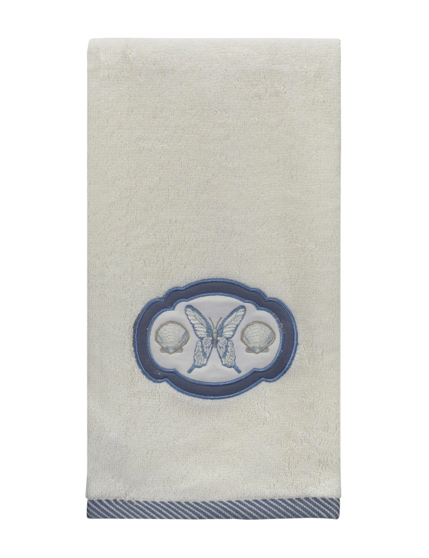 Creative Bath Seaside Embroidered Hand Towel, Grey, Elegant Shells Design