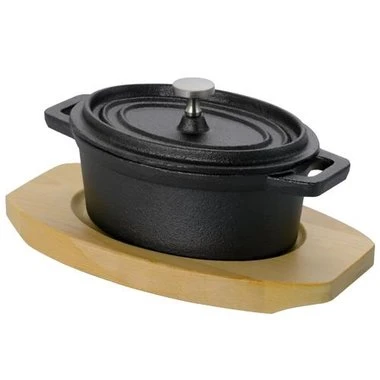 Gibson Home Campton 0.35 Quart Mini Oval Cast Iron Casserole Dutch Oven With Lid