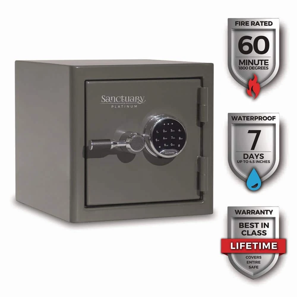 Sanctuary Small Fire And Waterproof Home And Office Vault Graphite Gloss Finish