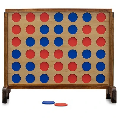 Giant Connect 4-in-a-row Coin Toss Game 31in Wood With Red And Blue Coins