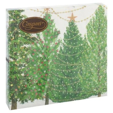 Caspari Christmas Trees with Lights Paper Luncheon Napkins - 20 Per Package