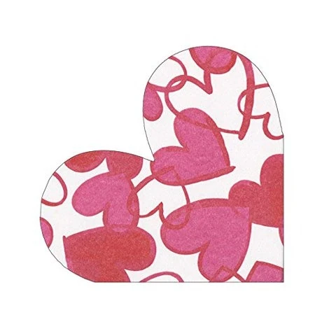Caspari Painted Hearts Die-Cut Paper Linen Party Napkins - 15 Per Package