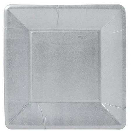 Caspari Silver Leaf Square Salad/dessert Plates, Set Of 8