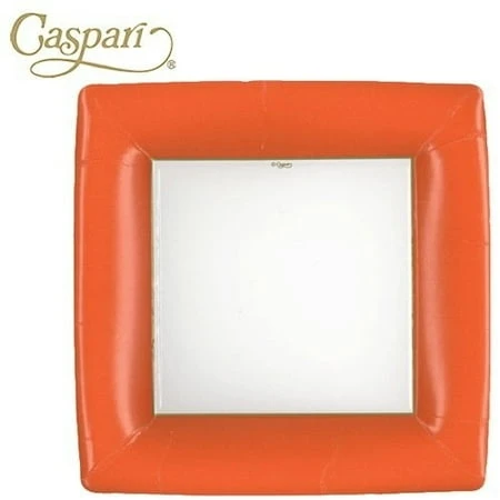 Grosgrain Deep Orange Square Dinner Plates 8602dp - Paper Plates