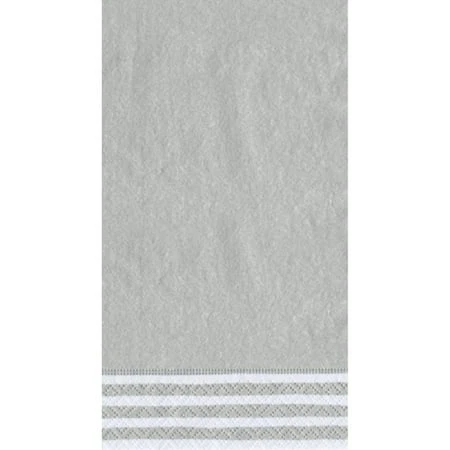 Entertaining with Caspari Stripe Border Paper Guest Towels, Silver, 15-Pack