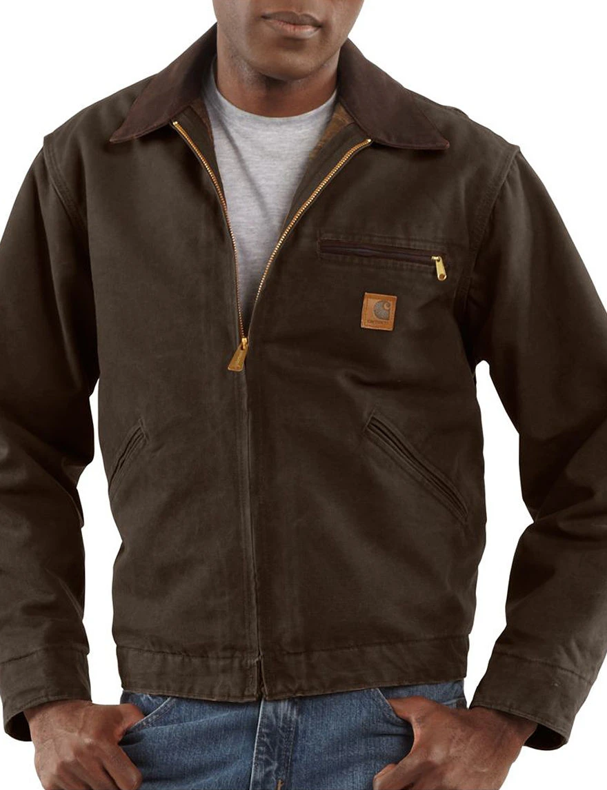 Carhartt Men's Sandstone Duck Detroit Blanket Lined Jacket - Xl - Dark Brown