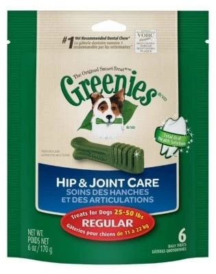 Greenies Hip & Joint Care Regular Dental Dog Treats, 6 Ounce Pack