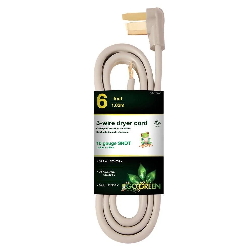 6 Ft. 6/1 3-wire Dryer Cord, 30 Amp, Model Gg-27106