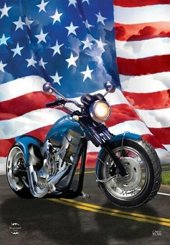 American Motorcycle Patriotic Garden Flag 12.5" X 18" Model Blg01391