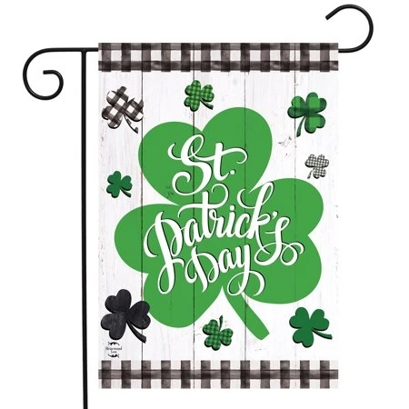 Checkered St. Patrick's Shamrocks Garden Flag 12.5" X 18" By Briarwood Lane