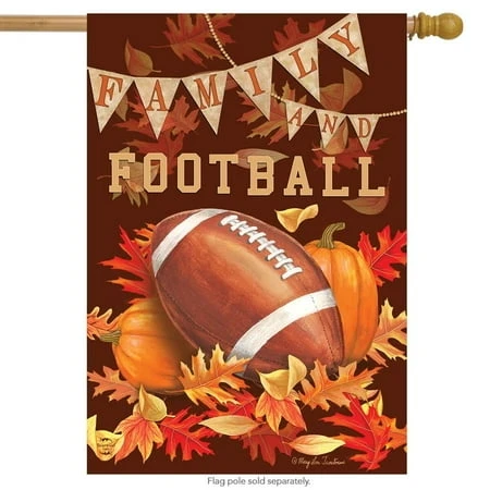 Family & Football Fall House Flag Autumn Leaves Sports 28" X 40" Briarwood Lane