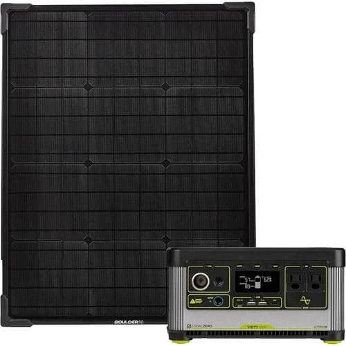Goal Zero Portable Solar Panel Kit 50w Boulder Panel With Yeti 500 Wh Battery Black