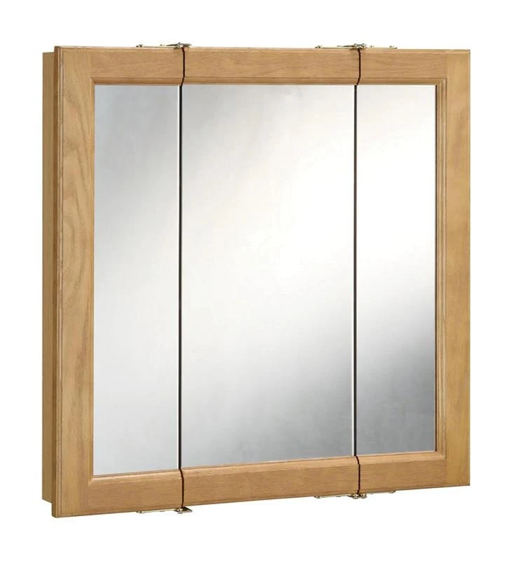 Design House 530550 Richland 24-inch Framed Triple Door Medicine Cabinet In Nutmeg Oak