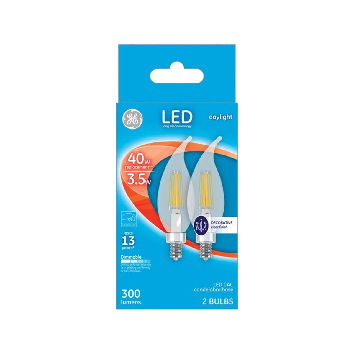 Ge 24528 3.5 Watt Dimmable C10 Led Bulb 300 Lumens 40 Watt Equivalent 2 Pack