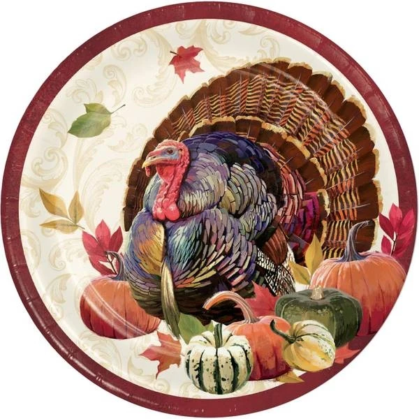 Creative Converting Thanksgiving Turkey 7 Inch Luncheon Plate