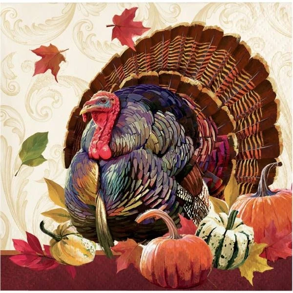 Creative Converting Thanksgiving Turkey Beverage Napkin