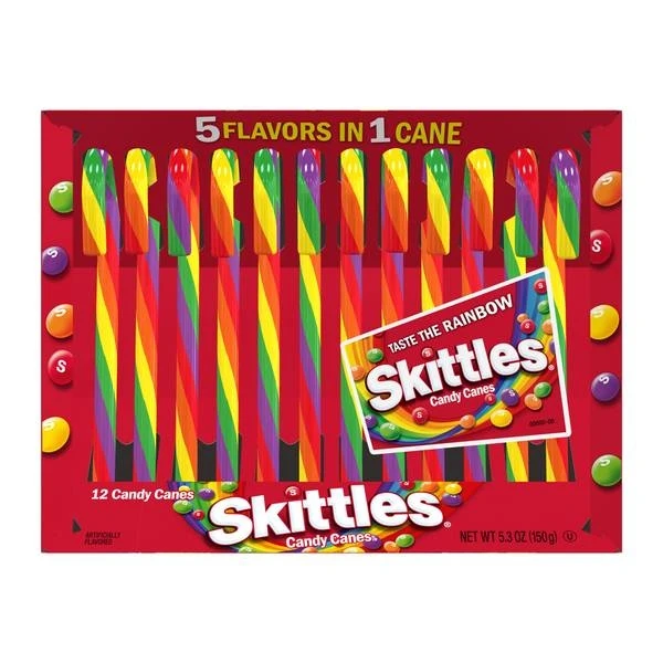 Skittles Rainbow Candy Canes - 5.3 Ounces