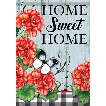 Creekside Buffalo Plaid Geraniums Garden Flag, 12.5" X 18", Premium Dura Soft Fabric