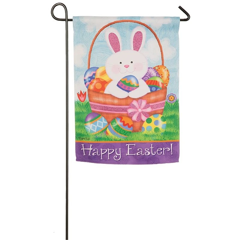 Indoor Outdoor Multicolor Easter Bunny Garden Flag For Seasonal Decor