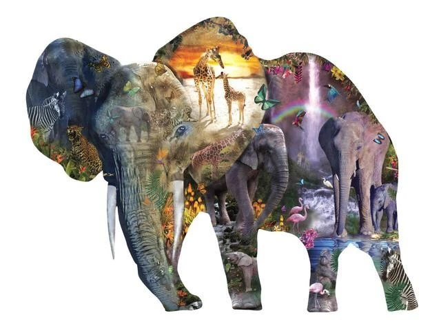 Elephant Waterfall 1000 Piece Special Shaped Jigsaw Puzzle By Sunsout Inc