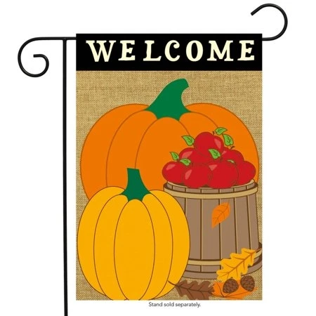 Welcome Harvest Fall Burlap Garden Flag Autumn 12.5" X 18" Briarwood Lane