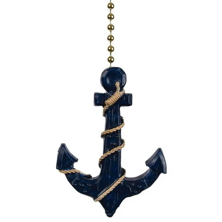Navy Blue Anchor Ceiling Fan Light Dimensional Pull Resin Decorative Accessory