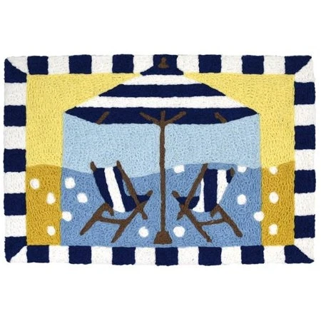 Jellybean Jb-sbs001 20 X 30 Inch Striped Beach Umbrella & Chairs Accent Rug