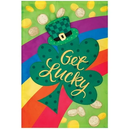 Custom Decor Applique Garden Flag - Get Lucky Design, 12.5" X 18"