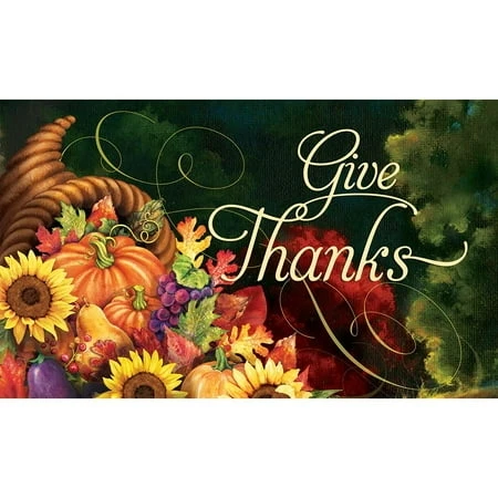 Custom Decor Mat - Overflowing Cornucopia Design For Home Entryway
