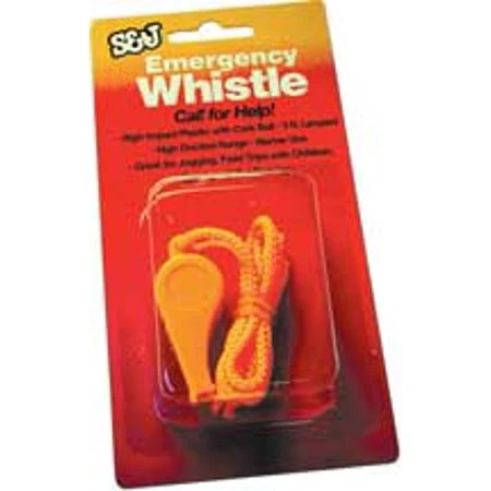 S&j Products Marine Signal Whistle With Lanyard Model 960031