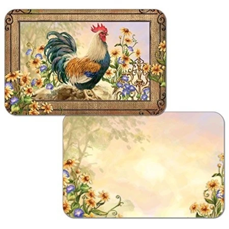 Set Of 4 Reversible Placemats - Country Charm Design With Rooster Motif
