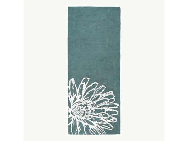 21' X 54' Green And White Decorative Floral Sketch Design Area Rug
