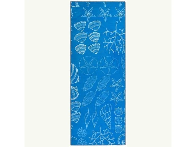 2' X 5' Shell Seekers Polyester Indoor Area Throw Rug - Blue And White