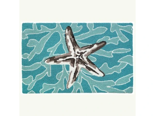22' X 34' Vibrant Decorative Starfish On Mosaic Design Indoor Accent Rug