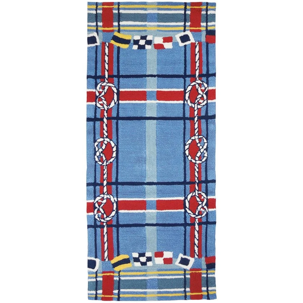 Nautical Plaid Blue 2 Ft. X 5 Ft. Indoor/outdoor Runner Rug Pps-sdg001j