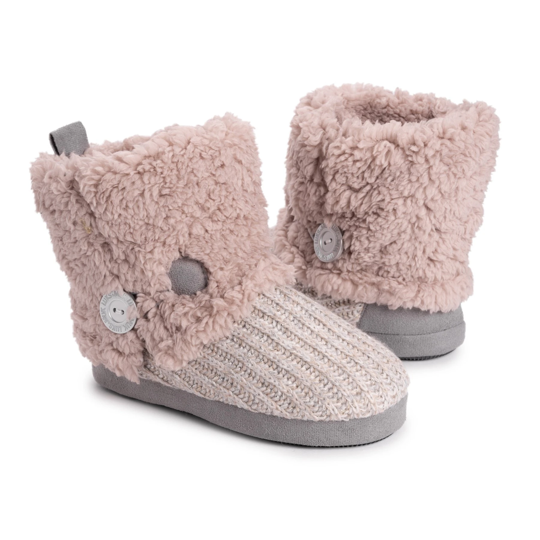 Muk Luks Women's Tabitha Cuffed Rubber Sole Slipper Boot, Fairy Dust, Small