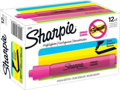Sharpie@ chisel tip r eservoir surligneur style, couleurs assorties - paquet de 12 roses surligneurs