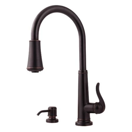 Pfister Ashfield F-529-7y Single Handle Kitchen Faucet With Pull Down Spray In Stainless Steel