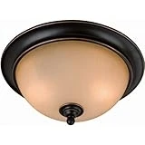 Hardware House Dover 2-light Ceiling Light Fixture 13-inch Oil Rubbed Bronze Amber Glass
