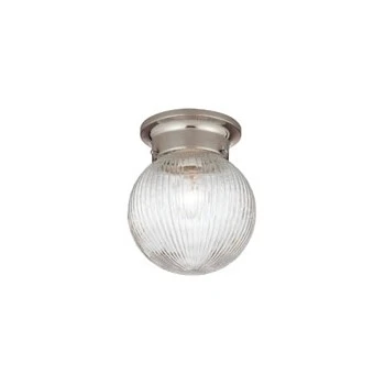 Hardware House 54-4718 1-light Ceiling Fixture Satin Nickel With Ribbed Glass